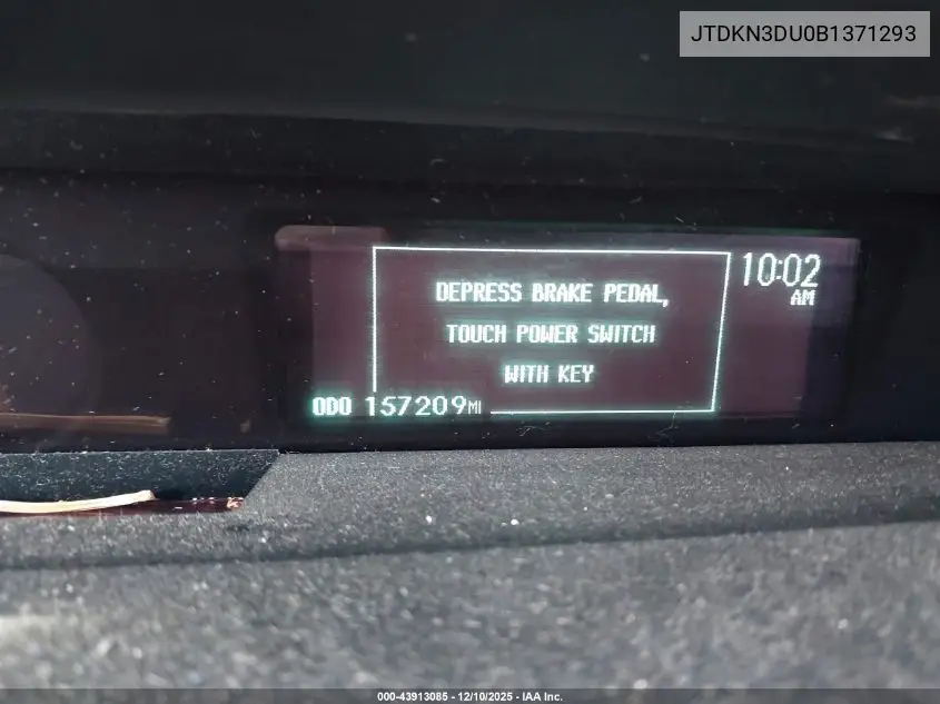 JTDKN3DU0B1371293 2011 Toyota Prius Two