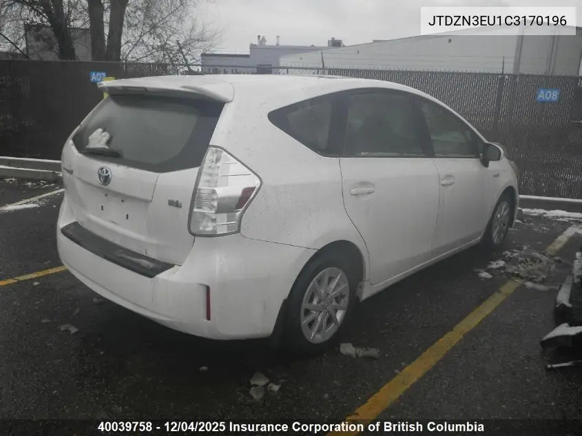 JTDZN3EU1C3170196 2012 Toyota Prius