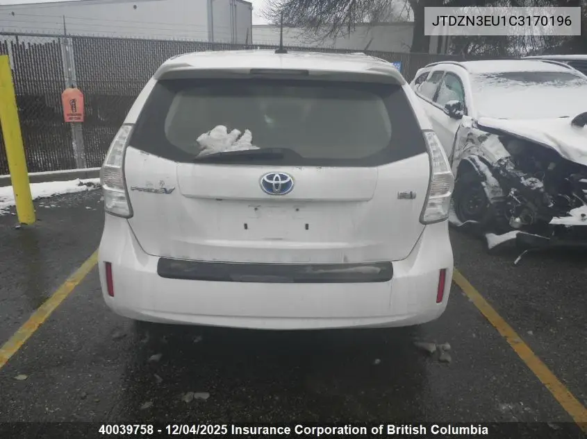 JTDZN3EU1C3170196 2012 Toyota Prius