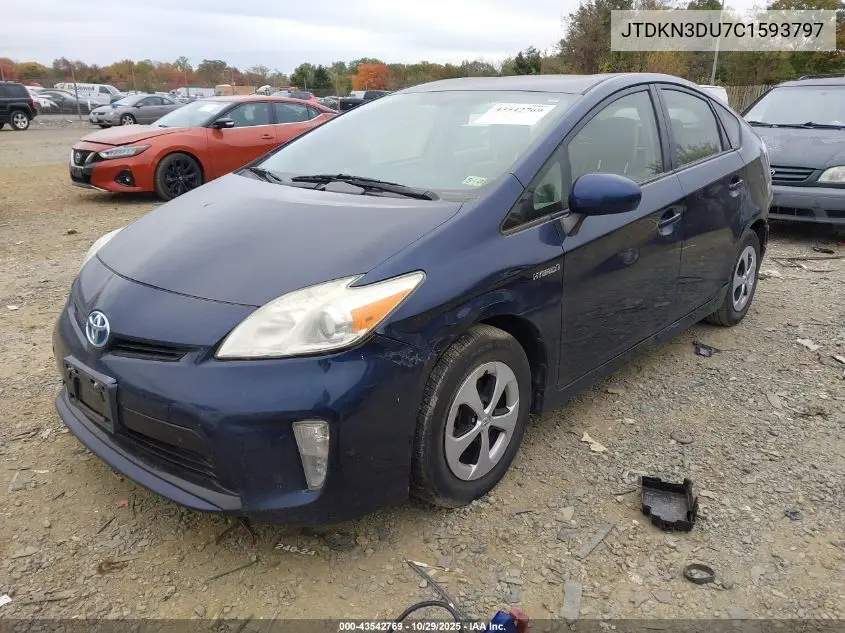 JTDKN3DU7C1593797 2012 Toyota Prius Three