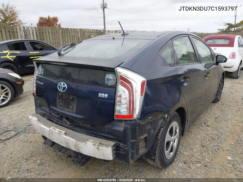 JTDKN3DU7C1593797 2012 Toyota Prius Three