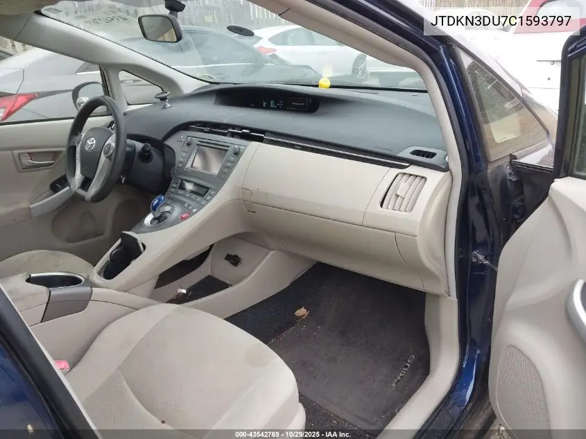 JTDKN3DU7C1593797 2012 Toyota Prius Three