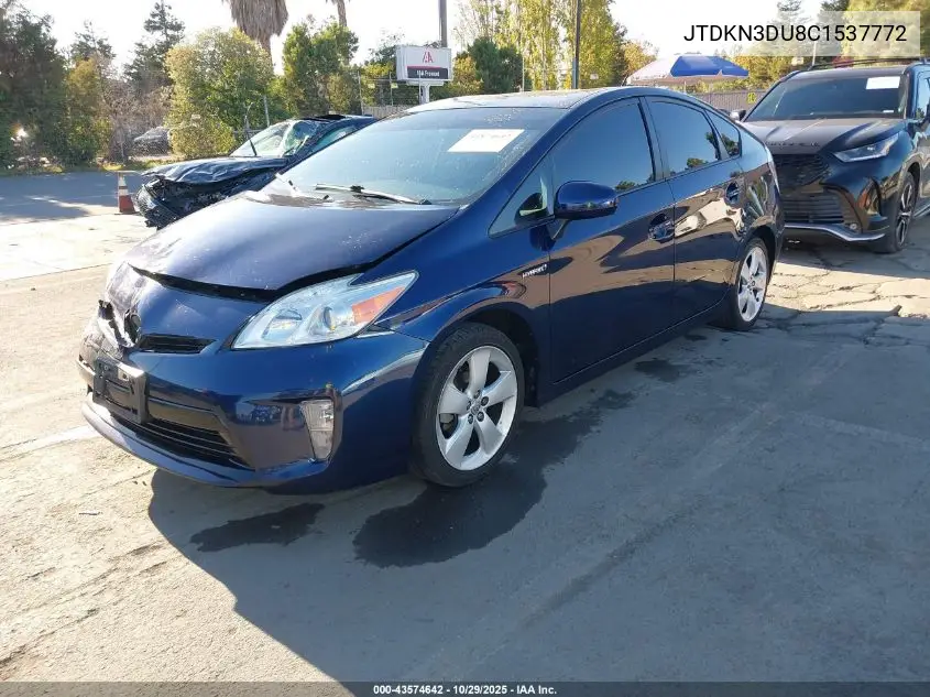 JTDKN3DU8C1537772 2012 Toyota Prius Four