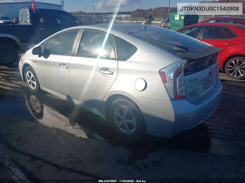 JTDKN3DU0C1540908 2012 Toyota Prius Two