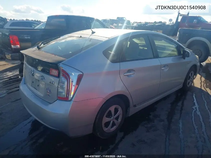 JTDKN3DU0C1540908 2012 Toyota Prius Two