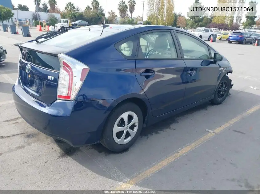 JTDKN3DU8C1571064 2012 Toyota Prius Three