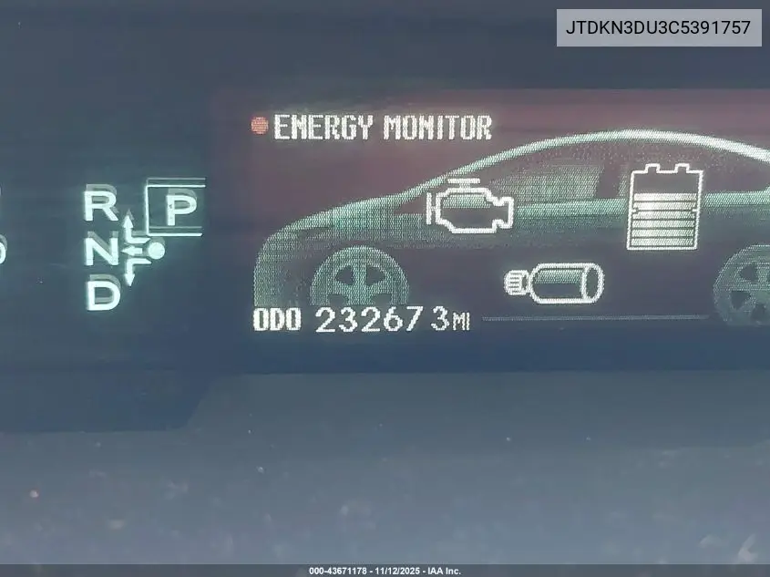 JTDKN3DU3C5391757 2012 Toyota Prius Two