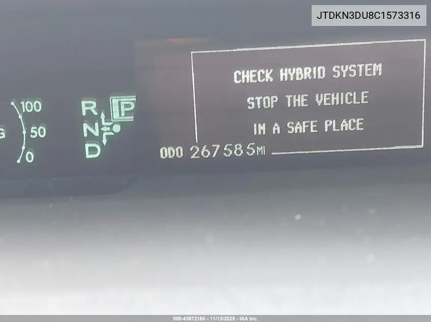 JTDKN3DU8C1573316 2012 Toyota Prius