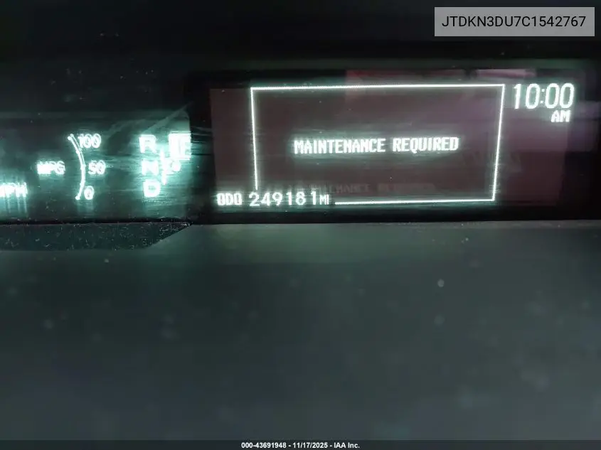 JTDKN3DU7C1542767 2012 Toyota Prius Four