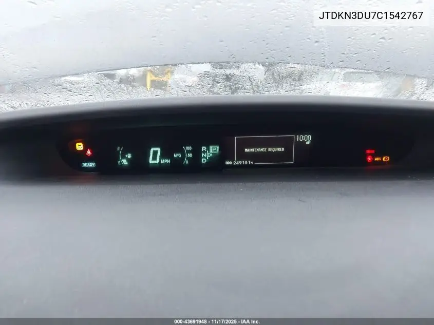 JTDKN3DU7C1542767 2012 Toyota Prius Four