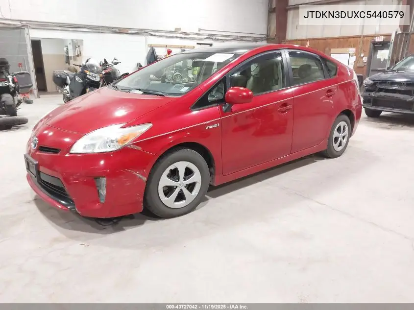 JTDKN3DUXC5440579 2012 Toyota Prius Three