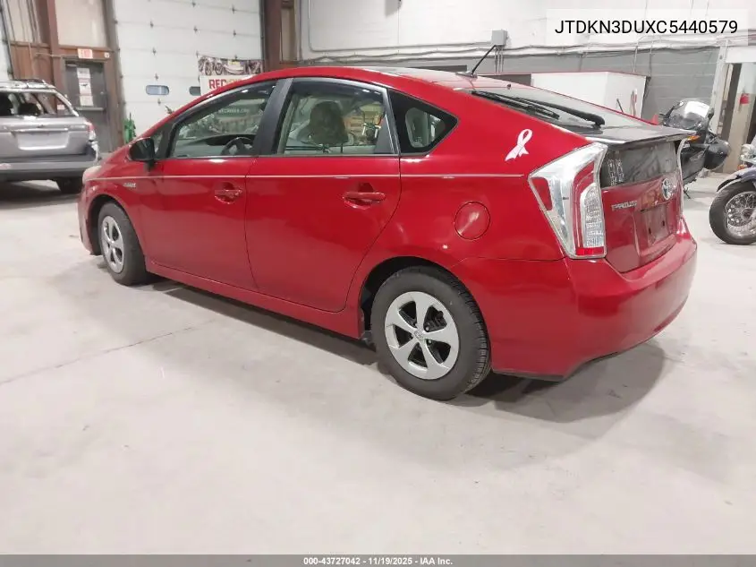JTDKN3DUXC5440579 2012 Toyota Prius Three
