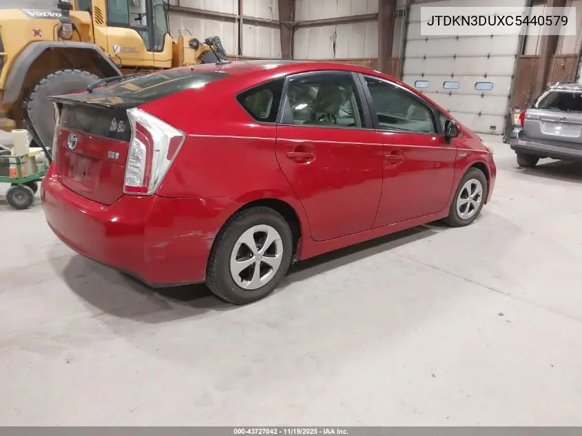 JTDKN3DUXC5440579 2012 Toyota Prius Three