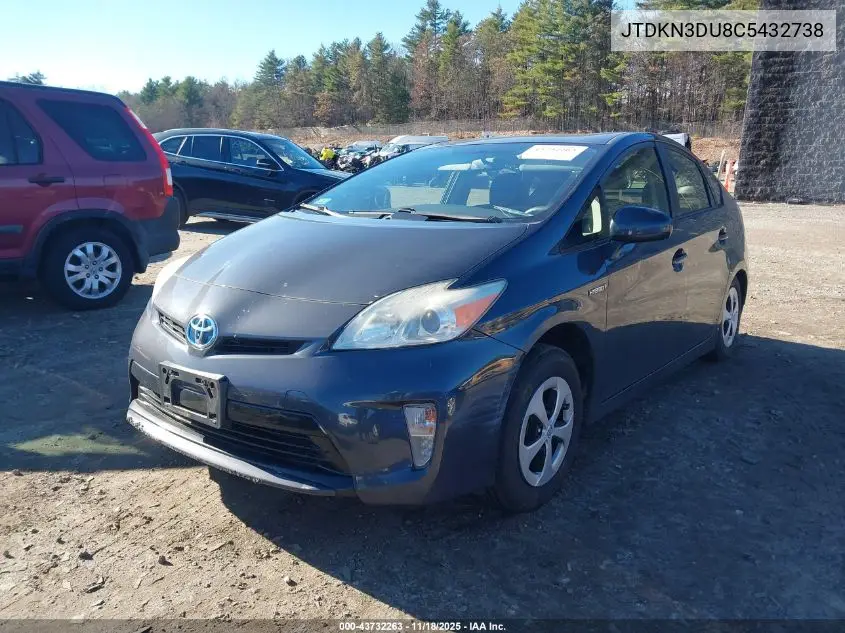 JTDKN3DU8C5432738 2012 Toyota Prius Two