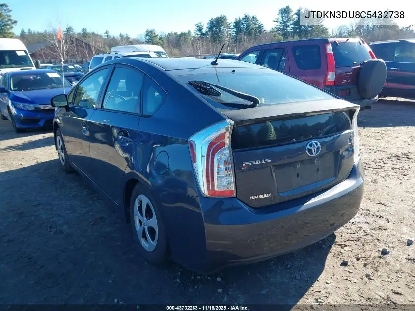 JTDKN3DU8C5432738 2012 Toyota Prius Two