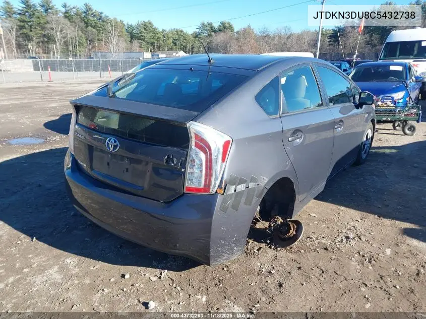 JTDKN3DU8C5432738 2012 Toyota Prius Two