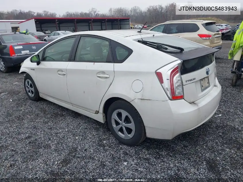 JTDKN3DU0C5483943 2012 Toyota Prius Two