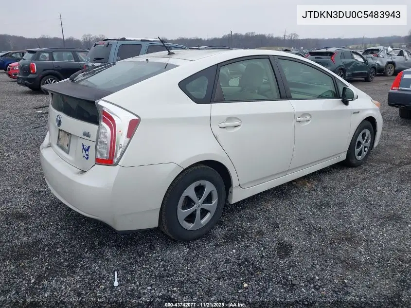 JTDKN3DU0C5483943 2012 Toyota Prius Two