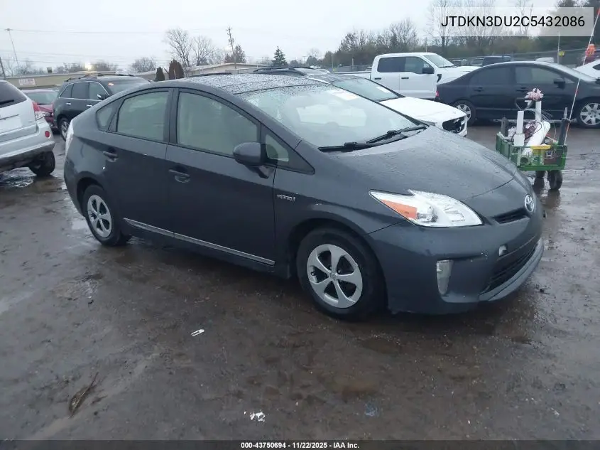JTDKN3DU2C5432086 2012 Toyota Prius Three