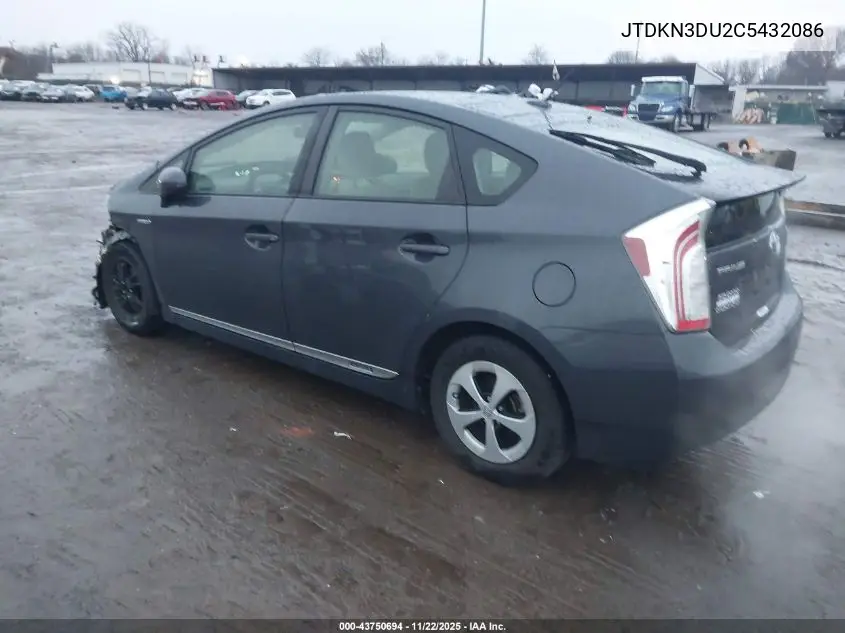 JTDKN3DU2C5432086 2012 Toyota Prius Three