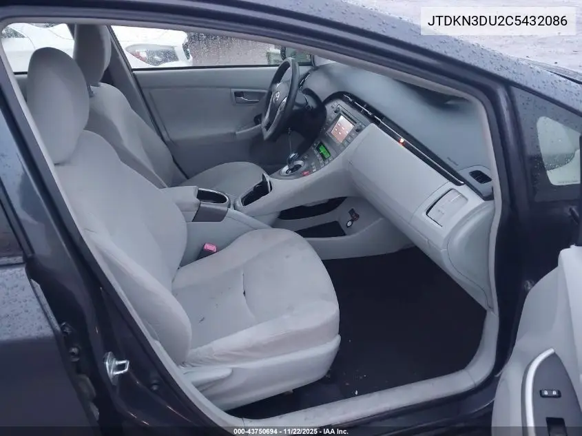 JTDKN3DU2C5432086 2012 Toyota Prius Three