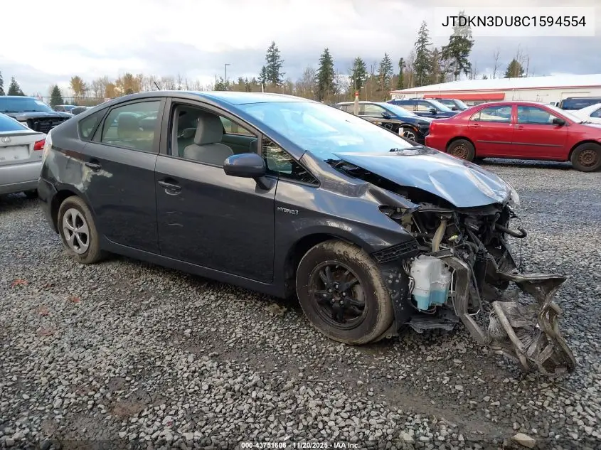JTDKN3DU8C1594554 2012 Toyota Prius Three