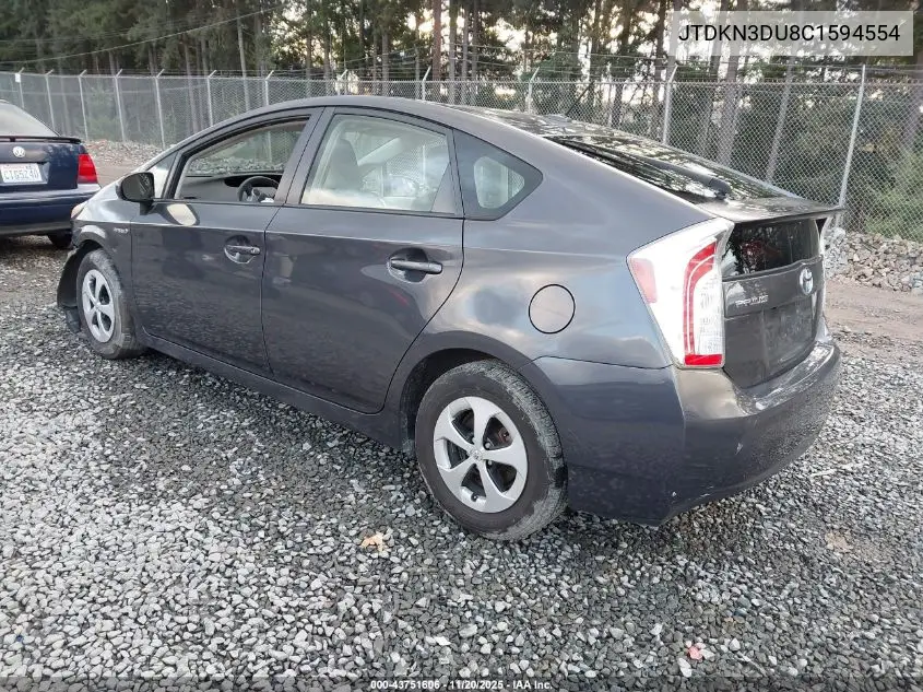 JTDKN3DU8C1594554 2012 Toyota Prius Three