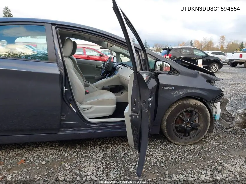JTDKN3DU8C1594554 2012 Toyota Prius Three