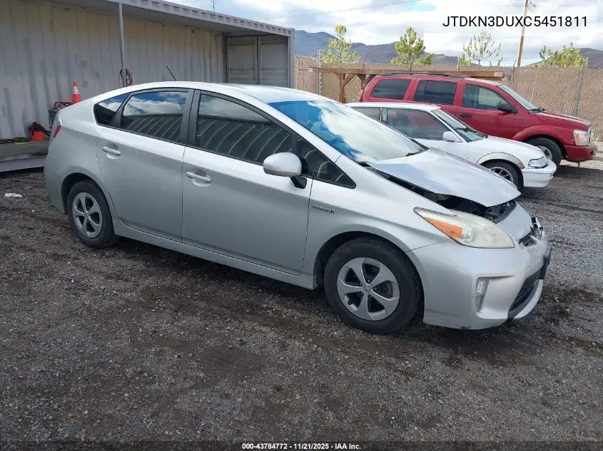 JTDKN3DUXC5451811 2012 Toyota Prius Three