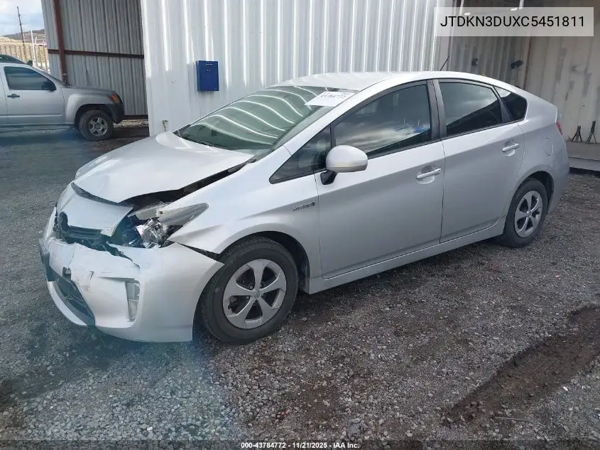 JTDKN3DUXC5451811 2012 Toyota Prius Three
