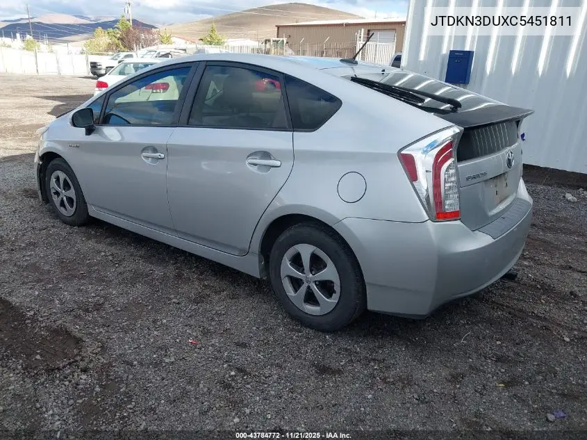 JTDKN3DUXC5451811 2012 Toyota Prius Three