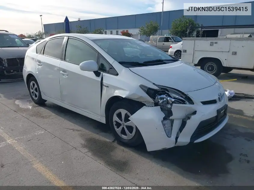 JTDKN3DU5C1539415 2012 Toyota Prius Three