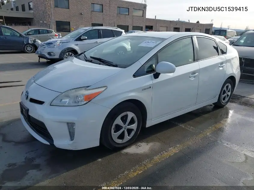 JTDKN3DU5C1539415 2012 Toyota Prius Three