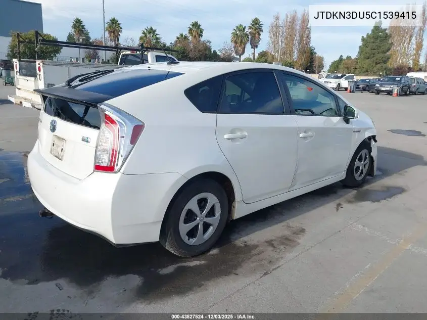 JTDKN3DU5C1539415 2012 Toyota Prius Three