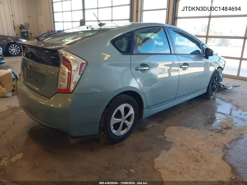 JTDKN3DU0C1484694 2012 Toyota Prius Three