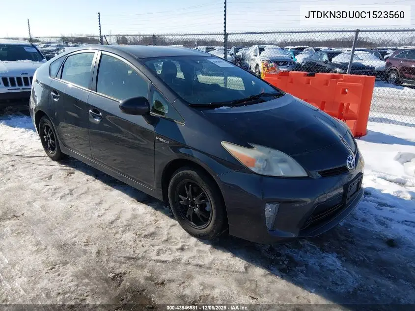 JTDKN3DU0C1523560 2012 Toyota Prius Four