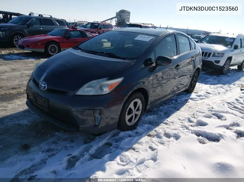 JTDKN3DU0C1523560 2012 Toyota Prius Four
