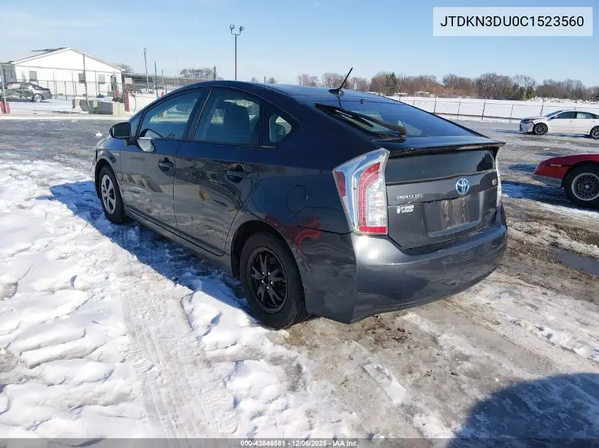 JTDKN3DU0C1523560 2012 Toyota Prius Four