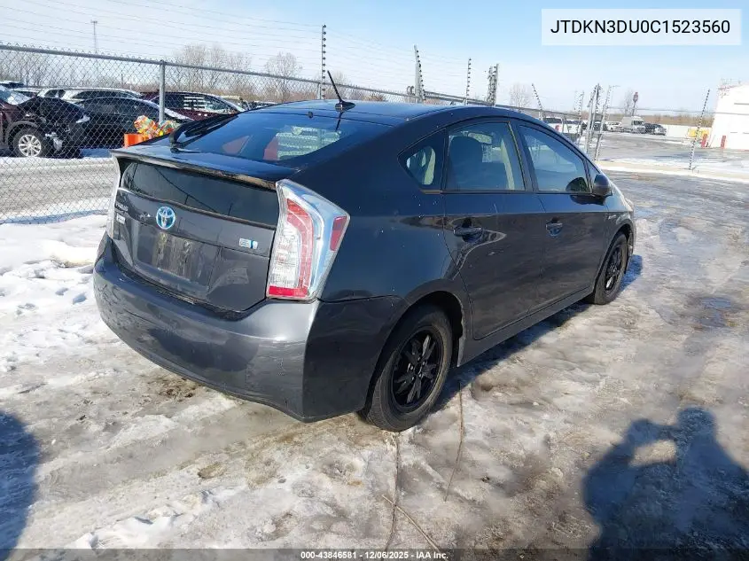 JTDKN3DU0C1523560 2012 Toyota Prius Four