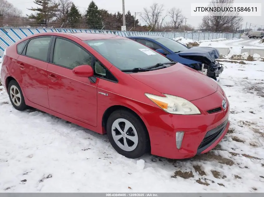 JTDKN3DUXC1584611 2012 Toyota Prius Four