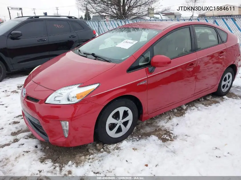 JTDKN3DUXC1584611 2012 Toyota Prius Four