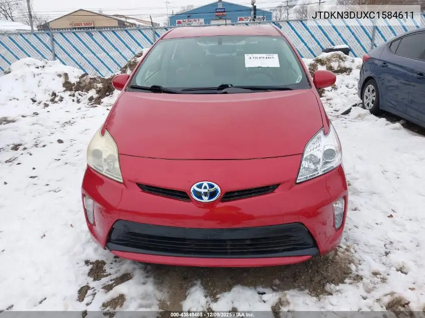 JTDKN3DUXC1584611 2012 Toyota Prius Four
