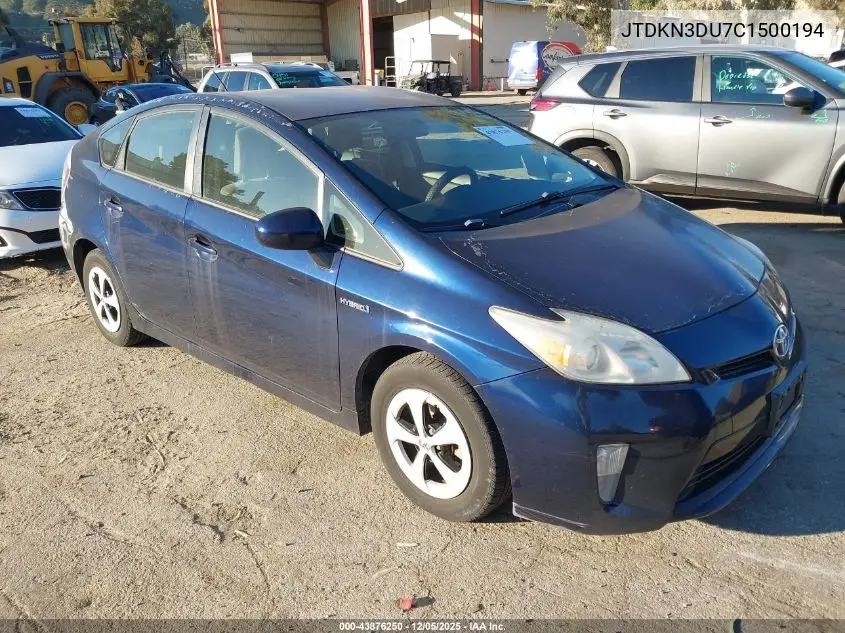 JTDKN3DU7C1500194 2012 Toyota Prius Two