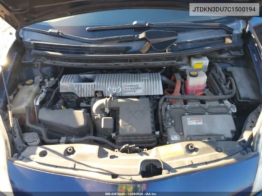 JTDKN3DU7C1500194 2012 Toyota Prius Two