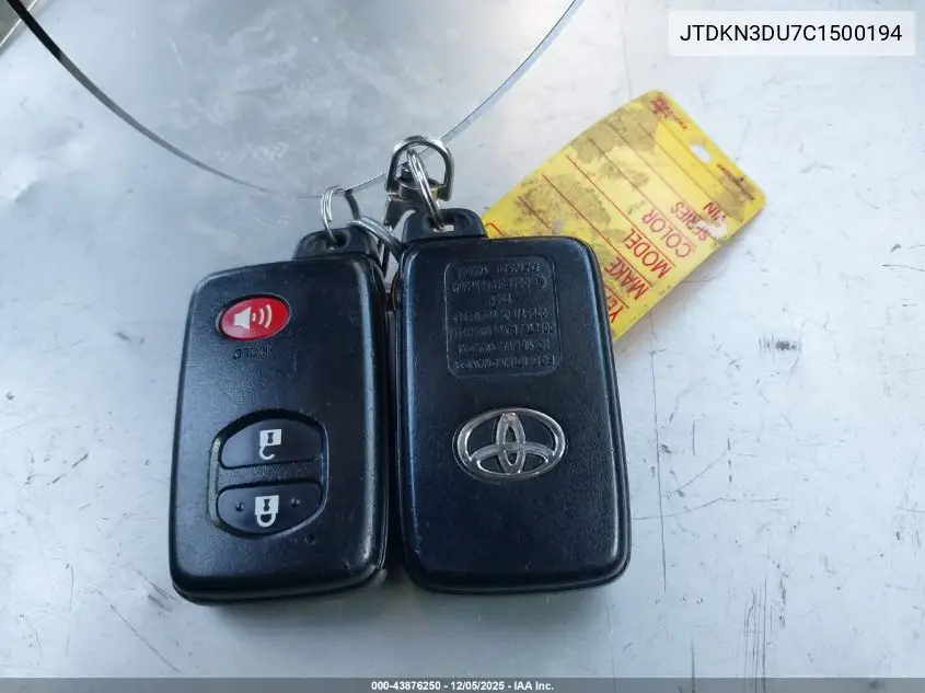 JTDKN3DU7C1500194 2012 Toyota Prius Two