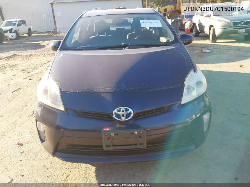 JTDKN3DU7C1500194 2012 Toyota Prius Two