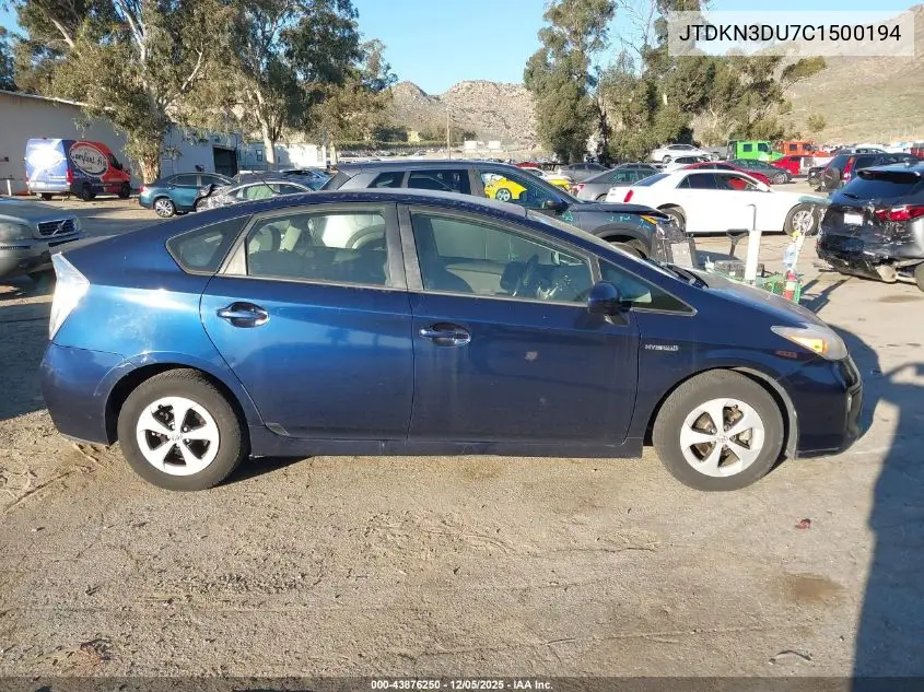 JTDKN3DU7C1500194 2012 Toyota Prius Two