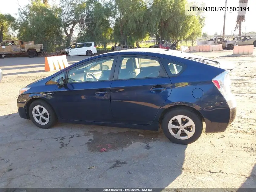 JTDKN3DU7C1500194 2012 Toyota Prius Two