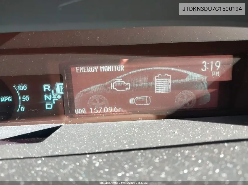 JTDKN3DU7C1500194 2012 Toyota Prius Two