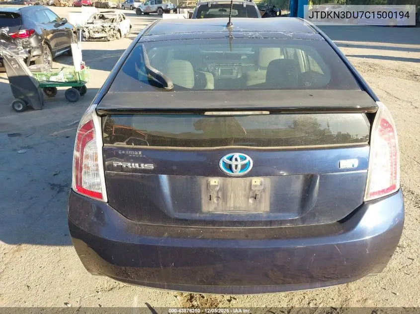 JTDKN3DU7C1500194 2012 Toyota Prius Two